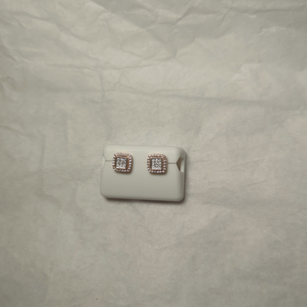 Rose Gold and Silver Moissanite Earrings